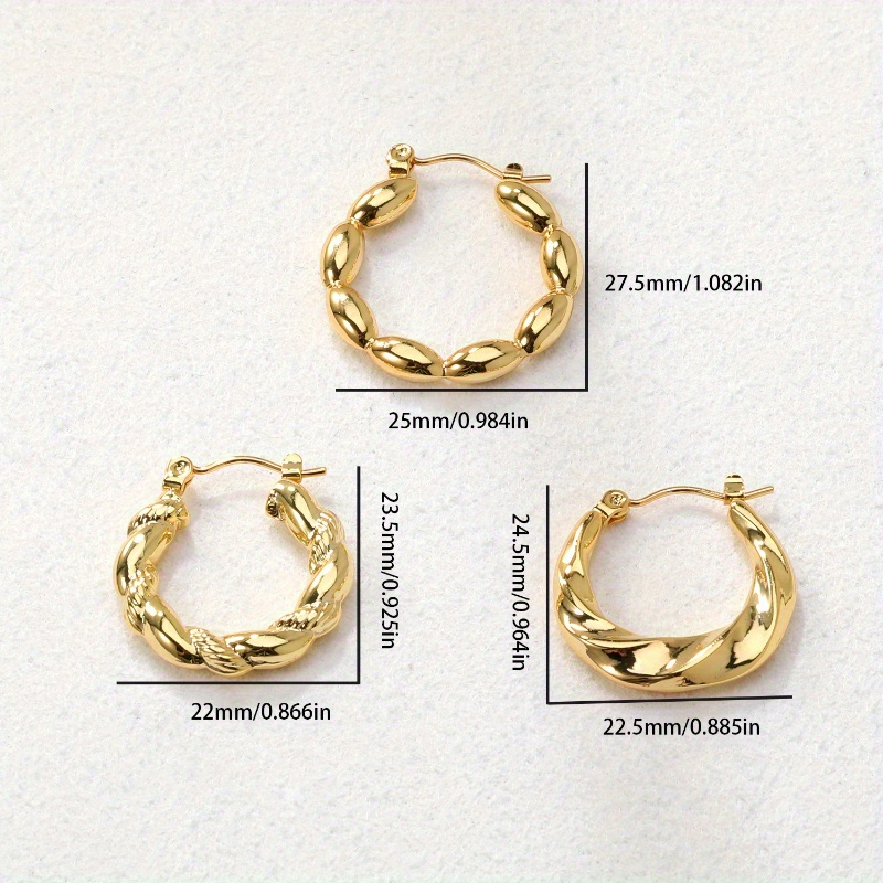 6pcs Women's Classic Luxury Twisted Hoop Earring Set